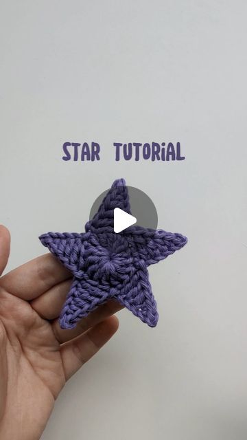 Anastasia on Instagram: "⭐ Star tutorial ⭐  This is the tutorial for the star from the star granny square (one of my previous videos)  I used US terminology in this tutorial: sl st = slip stitch  sc = single crochet hdc = half double crochet dc = double crochet tr = treble crochet   Yarn: Drops Paris in color 31  Crochet hook size: 3 mm   #crochetstar #crochettutorial #crochetforbeginners" How To Crochet A Star Granny Square, Single Color Crochet Projects, Star Granny Square Crochet Pattern Free, Crochet Star Granny Square, Star Granny Square, Granny Star, Crochet Hdc, Crochet Star Stitch, Crochet Hook Size