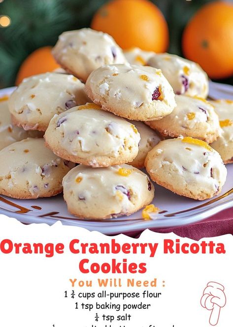 KitchenMia Recipes Cranberry Orange Ricotta Cookies, Orange Cranberry Ricotta Cookies, Cranberry Orange Recipes, Kitchenmia Recipes, Cranberry Cookie, Cranberry Butter, Cranberry Orange Cookies, Ricotta Cookies, Orange Cookies