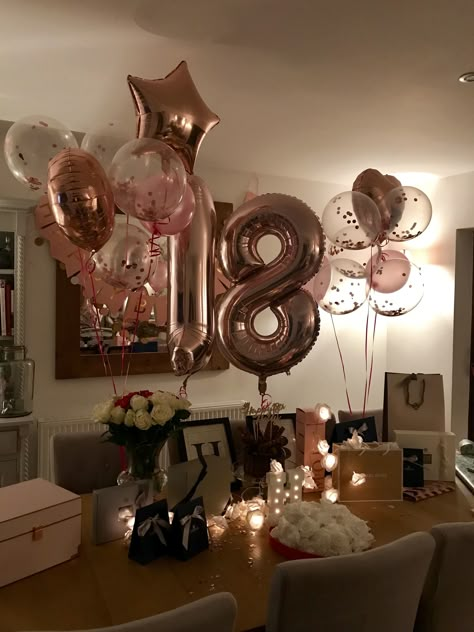 Pink Bday Decor, 17 Bday Ideas, Party At Home Aesthetic, 18th Birthday Decorations At Home, Room Birthday Decoration, Product Proposal, Bday Poses, Birthday Party Ideas Decoration, Sweet 16 Decor