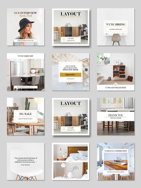 Furniture Instagram Post Templates PSD Furniture Grid Instagram, Instagram Post Ideas Architecture, Instagram Grid Layout Ideas Interior Design, Interior Designer Instagram Post Ideas, Architecture Instagram Post Design, Furniture Posts Instagram, Furniture Instagram Post Design, Instagram Post Template Interior Design, Interior Designer Social Media Post