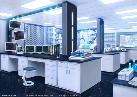 Laboratory Design, Spaceship Interior, Scp Foundation, Futuristic Interior, Cyberpunk City, Spaceship Design, Magic Kaito, Futuristic City, Futuristic Technology