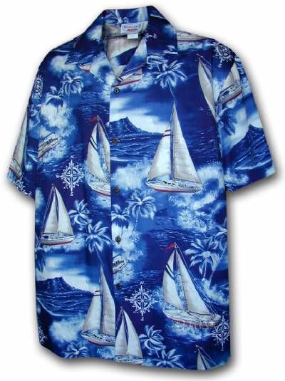 Tropical Sailing - Mens Hawaiian Aloha Shirt - Navy $39 Cruise Shirt, Hawaiian Outfit, Tropical Shirts, Cool Hawaiian Shirts, Weird Shirts, Beach Casual, Mens Hawaiian Shirts, Aloha Shirt, Hawaii Shirt