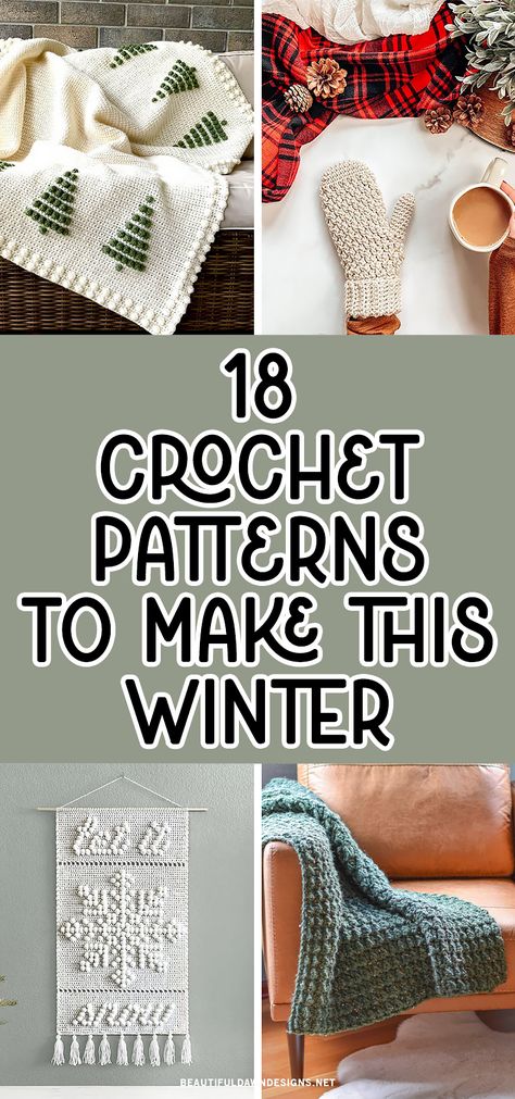 Crochet Patterns For Winter, Quick Winter Crochet Projects, Crochet Projects Winter, Easy Crochet Mittens For Beginners, Crochet Winter Patterns, Winter Crochet Patterns Free, Crochet Winter Ideas, Quick Crochet Projects Free Pattern, Crochet Winter Clothes