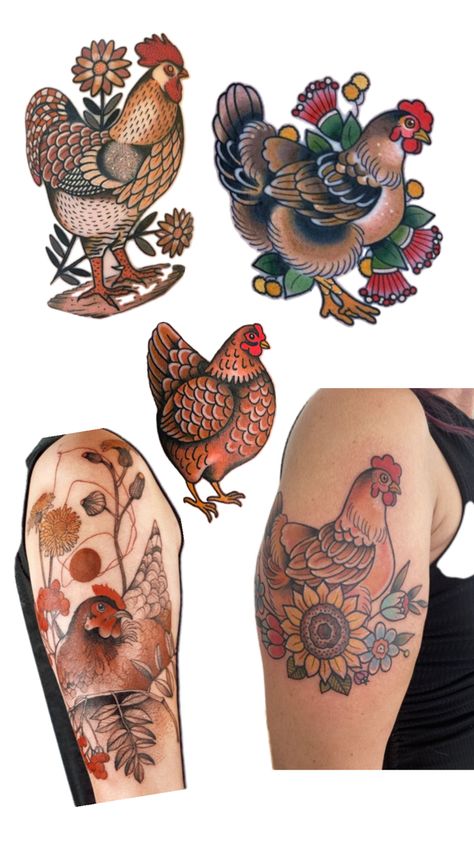 Traditional Chicken Tattoo, Anniversary Tattoo, Chicken Tattoo, Sick Tattoo, Silhouette Tattoos, Flash Tattoo Designs, Classic Tattoo, Halloween Tattoos, American Traditional Tattoo