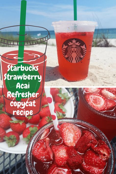 How To Make A Starbucks Strawberry Acai, Easy Refresher Drinks, Starbucks At Home Refreshers, Frozen Strawberry Acai Starbucks, How To Make A Strawberry Acai Refresher At Home, How To Make A Strawberry Refresher, Diy Starbucks Strawberry Acai Refresher, Home Made Starbucks Refreshers, How To Make A Starbucks Refresher