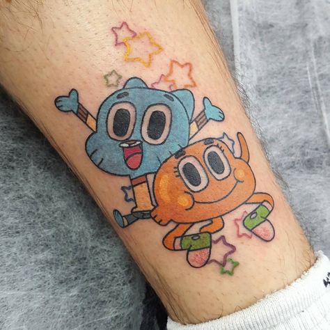 Darwin Tattoo, Darwin Gumball, Tattoo Pierna, Maching Tattoos, P Tattoo, Boho Tattoos, Amazing World Of Gumball, Kawaii Tattoo, Latest Tattoos