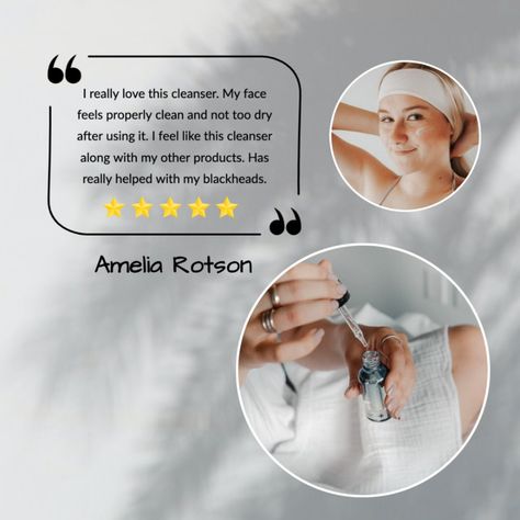 Testimonial Template For Beauty Salon Review Design Posts, Testimonial Design Layout Templates, Review Post Design, Skincare Testimonial, Testimonial Design Layout, Testimonial Post, Testimonials Layout, Testimonial Ads, Reviews Template Instagram