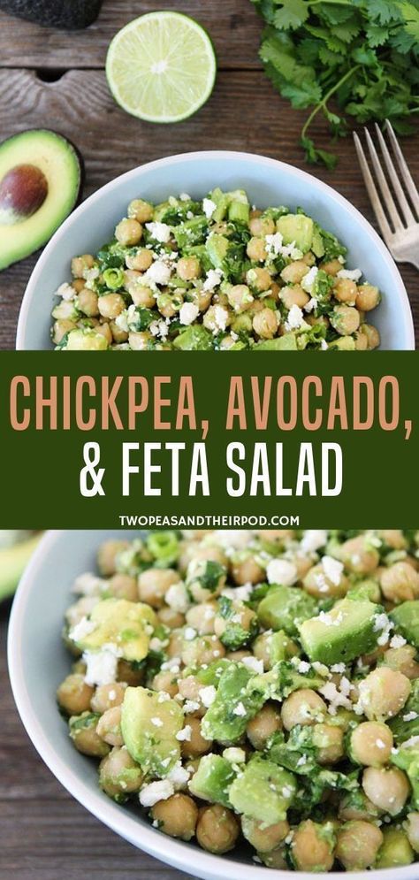 Avocado Feta Salad, Chickpea Feta Salad, Chickpea Feta, Chickpea Avocado, Salad Macaroni, Feta Salad Recipe, Zero Calorie Foods, Vegetarian Salad, Feta Salat