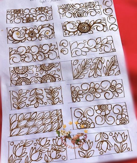 Mehedi Design Basic, Bridal Henna Borders, Mehndi Design Basic, Negative Space Filling Mehndi, Bridal Mehndi Designs Practice, Negative Filling Henna Design, Mehandi Filling Designs, Cutwork Mehndi Designs, Negative Mehendi Design