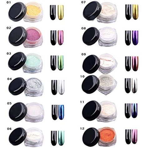 Shimmer Nail Art, Mirror Nails Powder, Nail Art Powder, Glitter Mirror, Chrome Nail Art, Chrome Nail Powder, Chrome Effect, Mirror Nails, Chrome Nail