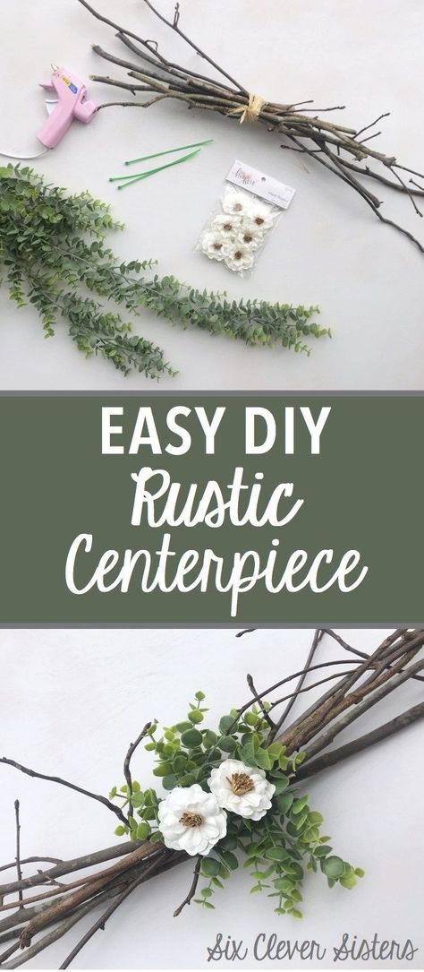 This easy diy rustic centerpiece is so lovely for a wedding or bridal shower! So, if you're looking for a diy centerpiece idea for a wedding or bridal decor, this is a winner, and it's super cheap to make! #farmhouse #wedding #bride #bridal #decor #diy #crafts #rustic #floral #diywedding Rustic Dollar Tree Wedding Decor, Western Birthday Centerpiece Ideas, Easy Cheap Table Centerpieces, Affordable Centerpieces Diy, Easy Inexpensive Table Centerpieces, Cheap Rustic Wedding Ideas Diy, Diy Wedding Centerpieces Rustic Country Table Decorations, Farmhouse Bridal Shower Decor, Bridal Shower Centerpiece Ideas Simple