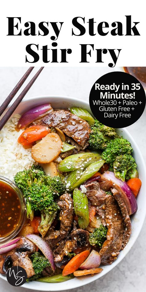 Easy Steak Stir Fry, Gluten Free Stir Fry, Steak Stirfry Recipes, Healthy Steak, Steak And Broccoli, Strip Steak Recipe, Round Steak Recipes, Steak Stir Fry, Crockpot Dinner Recipes