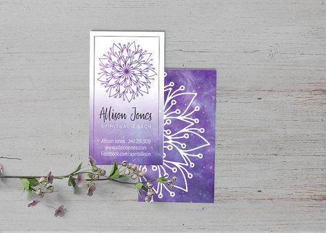 Spiritual Business Card, mandala, purple, healer, chakra, yoga, meditation, sacred geometry, manifest, new age, cosmic, printable by DesignTacoStudio on Etsy Spiritual Business Card, Zazzle Business Cards, Card Inspo, Spiritual Business, Spiritual Coach, Chakra Yoga, Visiting Cards, Business Person, Sacred Geometry