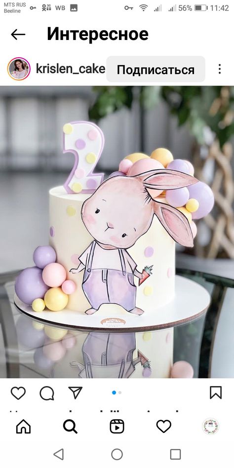 Cake Designs For Kids, Fondant Cake Designs, Disney Birthday Cakes, Girly Cakes, Rabbit Cake, Elegant Birthday Cakes, Spring Cake, Animal Cakes, Creative Birthday Cakes