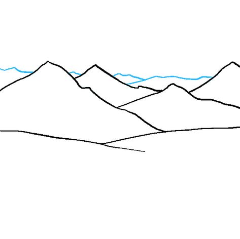 How to Draw Mountains - Really Easy Drawing Tutorial Mountain Easy Drawing, Mountain Drawing Simple, How To Draw Mountains, Mountain Outline, Perspective Drawing Lessons, Mountain Drawing, Step By Step Watercolor, Scene Drawing, Drawing Lesson