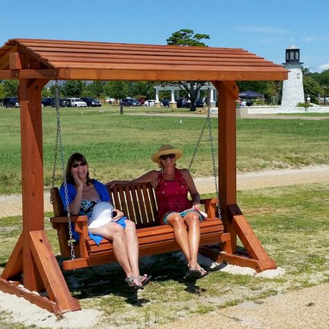 Swing Set Plans, Door Plans, Large Bench, Hampton Virginia, Gazebo Ideas, Garden Swing Seat, Backyard Swings, Swing Chair Outdoor, Wooden Swing