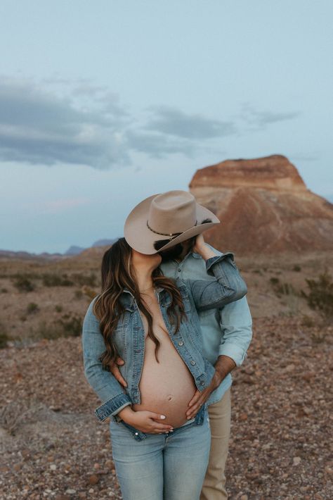 Western Couple Maternity Photoshoot, Carhartt Maternity Photos, Outdoor Country Maternity Photos, Denim On Denim Maternity Photos, Cowgirl Pregnancy Photos, Western Maternity Pictures With Husband, Cowgirl Maternity Shoot, Western Pregnancy Photoshoot, Cowboy Maternity Pictures