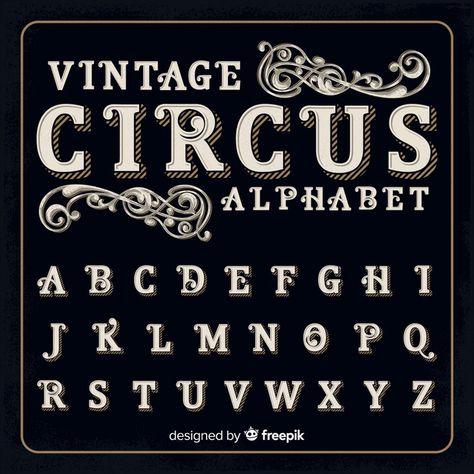 Circus Letters Alphabet Free Printable, Carnival Font Alphabet, Circus Lettering, Carnival Letters, Vintage Fonts Alphabet, Circus Letters, Carnival Font, Sign Lettering Fonts, Halloween Fonts Alphabet