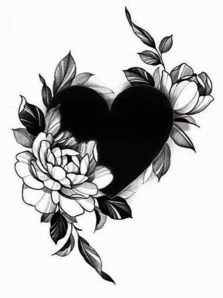 Coverup Tattoo Ideas Back Of Neck, Heart Tattoo Cover Ups, Black Tattoo Ideas Cover Up, Shoulder Tattoos For Women Cover Up, Women Chest Tattoo Cover Up, Black Heart Tattoo Design, Easy Tattoo Cover Up Ideas, Dark Tattoos For Cover Ups, Flower Cover Up Tattoo Before And After