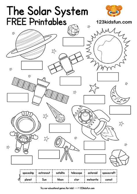 Solar System Worksheets for Kids | 123 Kids Fun Apps The Solar System Activities, Kindergarten Solar System Activities, 1st Grade Solar System Worksheets, Solar System Activities For Kindergarten, Solar System Worksheets Preschool, Planets Worksheets For Preschool, Space Theme Worksheets, Space Worksheets Kindergarten, Solar System Worksheets Kindergarten