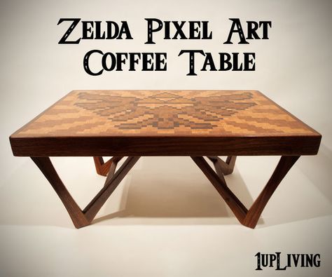 DIY Zelda Pixel Art Coffee Table Zelda Pixel Art, Art Coffee Table, Miter Saw Table, Deco Home, Make A Table, Table Top Design, Recycled Projects, Art Coffee, Art Table