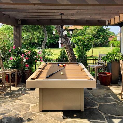 Penthouse Outdoor Pool Table | Etsy Outdoor Billiard Room, Outdoor Billiard Table, Backyard Bar With Pool Table, Garden Room Pool Table, Outdoor Pool Table Ideas Backyards, Cool Pool Tables, Outdoor Pool Table Ideas, Outdoor Games Room, Outside Pool Table