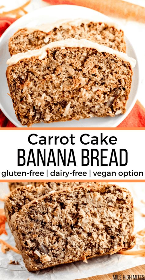 Banana Carrot Bread, Carrot Cake Banana Bread, Dairy Free Carrot Cake, Cake Banana Bread, Cashew Cream Cheese, Decadent Cheesecake, Carrot Banana Cake, Recipe Cheesecake, Classic Banana Bread