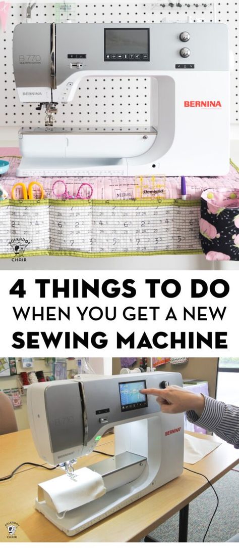 4 things you should do when you get a new sewing machine. #beginner #sewing Polka Dot Chair, Bernina Sewing Machine, Bernina Sewing, Machines Fabric, Sewing Machine Reviews, Diy Simple, Sewing Blogs, Sewing Skills, Sewing Projects For Beginners