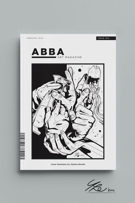 The cover illustration for ABBA Art magazine by the Italian artist and illustrator: Stefano Borella. See the entire illustration process over Behance profile… #art #magazine #cover #editorial Magazine Design Cover Illustrations, Back Cover Of Magazine, Magazine Font Design, Magazines Cover Design, Illustration Magazine Design, Magazine Book Cover Design, Artistic Magazine Covers, Graphic Design Magazine Cover Art, Magazine Cover Illustration Graphics