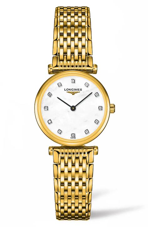 Longines La Grande Classique de Longines Diamond Bracelet Watch, 24mm | Nordstrom Longines La Grande Classique, Trendy Watches, Silver Pocket Watch, Diamond Watches, Swiss Made Watches, Citizen Watch, Old Money Style, White Dial, Ankle Bracelets