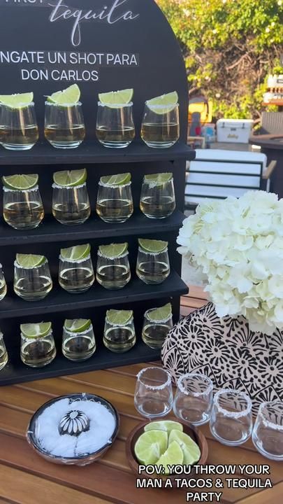 Tequila Tasting Bar Wedding, 40th Birthday Tequila Theme, Tequila Centerpiece Ideas For Men, Tequila Bday Party, Tequila 30th Birthday, Tequila And Tacos Party Ideas, Don Julio Party Decor, Mexican Party For Men, Patron Birthday Party Ideas