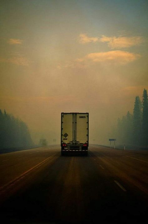 Drive safely wherever you may be. Love you.  Always.  Me.  💗💗💗 <x🔥o> 💋💋💋 Truck Driving, Trucking Life, Night Vale, Foggy Morning, Semi Truck, Truck Driver, Semi Trucks, Way Down, Big Trucks