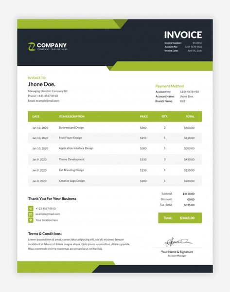 Minimal and corporate business invoice t... | Premium Psd #Freepik #psd #business #sale #abstract #templates Microsoft Word Invoice Template, Form Letter, Bill Design, Quotation Format, Invoice Design Template, Invoice Template Word, Business Invoice, A4 Document, Design Proposal