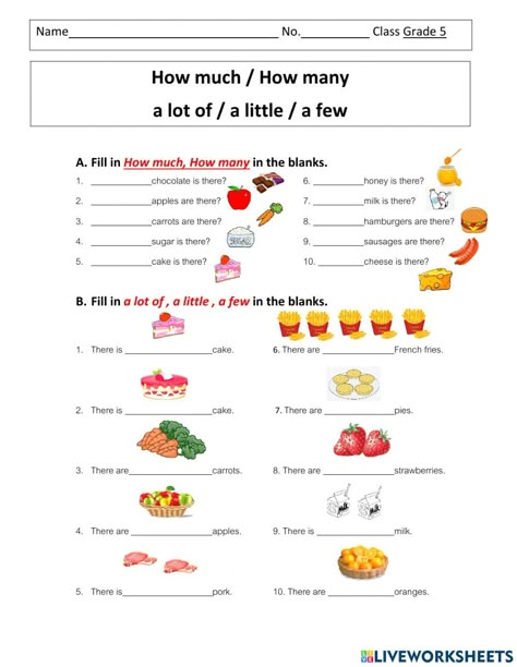 How Much And How Many Worksheet, Much And Many Worksheet, How Many Worksheet, Teaching Prepositions, English Grammar Notes, Materi Bahasa Inggris, English Grammar Exercises, Basic Grammar, The Worksheet