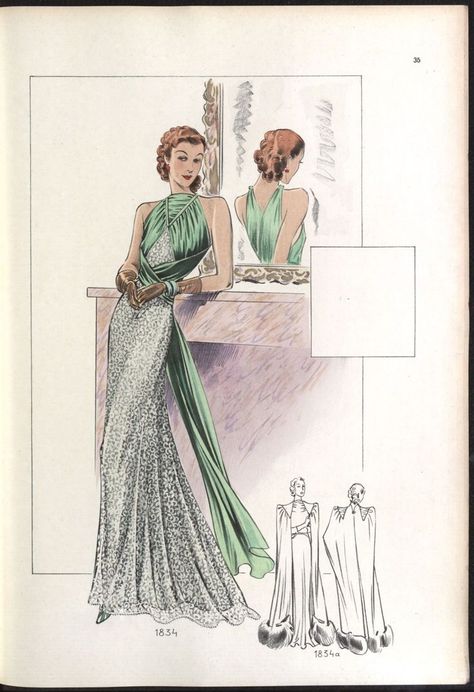 1930s Fashion Sketches, 1930 Dress, Vintage Fashion 1930s, Fashion Illustration Vintage, 30s Fashion, History Fashion, Vintage Dress Patterns, Illustration Fashion Design, 1930s Fashion