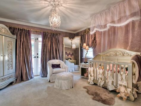 Luxury Nursery Room Idea Pictures, Photos, and Images for Facebook, Tumblr, Pinterest, and Twitter Royal Nursery, Babies Rooms, Luxury Nursery, Transitional Interior Design, Awesome Houses, Crib Canopy, Nursery Girl, Toddler Bedroom, Dream Nurseries