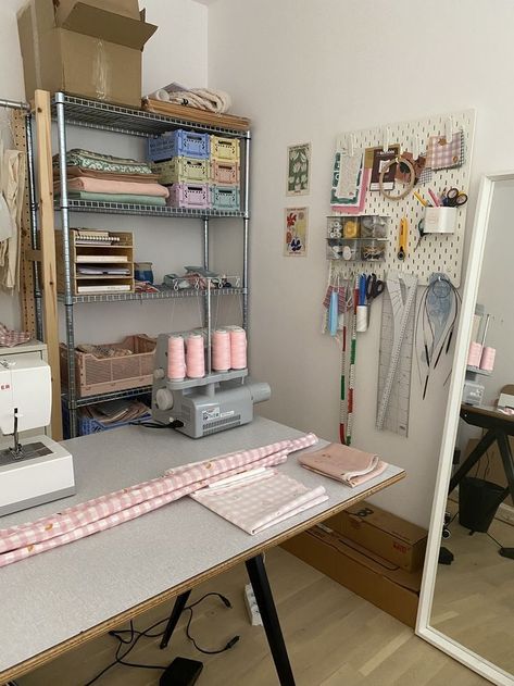 Fashion Designer Aesthetic Room, Meeting Aesthetic, Cute Aesthetic Rooms, Whimsical Clothes, Fashion Workshop, Colourful Clothing, Sewing Aesthetic, Studio Aesthetic, Design Studio Workspace