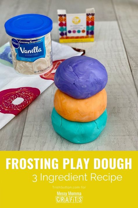 Edible play dough is fun and safe for toddlers, preschoolers, and kids of all ages! This easy recipe makes a fun kids’ activity for hands-on creative fun that’s tasty too. Learn how to make 3-ingredient edible play dough with items from your kitchen pantry at Messy Momma Crafts. #MessyMommaCrafts 3 Ingredient Frosting, Edible Activities, Toddler Messy Play, Edible Play Dough, Edible Play Dough Recipe, Edible Playdough, 3 Ingredient Recipes, Edible Cookie Dough, Summer Crafts For Kids