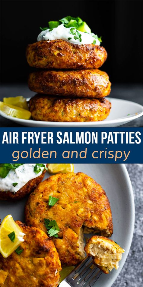 Crispy Salmon Recipes, Crispy Salmon Recipe, Air Fryer Salmon Patties, Salmon Recipes Air Fryer, Canned Salmon Patties, Air Fryer Recipes Salmon, Air Fryer Fish Recipes, Canned Salmon Recipes, Crispy Salmon