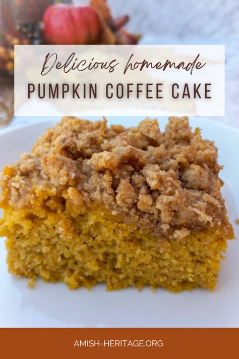 Amish Pumpkin Streusel Coffee Cake Recipe Broma Bakery Pumpkin Coffee Cake, Moist Pumpkin Coffee Cake, Pumpkin Sour Cream Coffee Cake Recipe, Pumpkin Coffee Cake With Streusel Bundt, Pumpkin Cake Streusel Topping, Pioneer Woman Coffee Cake, Pumpkin Coffee Cake 8x8, Pumpkin Streusel Bread Recipe, Pumpkin Coffee Cake With Maple Glaze