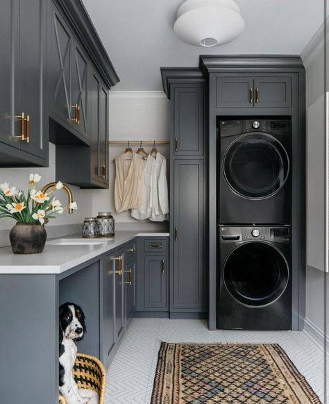 15 Stacked Laundry Room Ideas for Space-Saving Efficiency | Florida Homes and Living Diy Lavanderia, Stacked Laundry Room, Laundry Room Storage Shelves, Laundry Room Ideas Small Space, Small Laundry Room Organization, Room Storage Diy, Basement Laundry Room, Dream Laundry Room, Basement Laundry