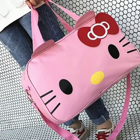 Pink Hello Kitty Travel/Duffle Bag. Great For Carry On Or The Gym. 19x12 Inches Long Shoulder Strap And Handles Comicon Costume, Anime Tote Bag, Large Travel Bag, Hello Kitty Bag, Pink Hello Kitty, Pink Tote Bags, Travel Bags For Women, Travel Duffle, Weekend Bag