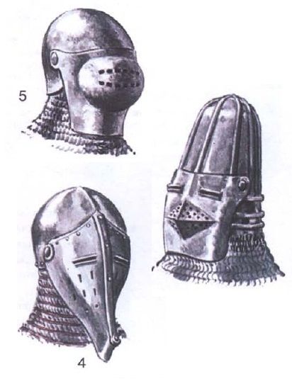 Late Middle Ages helmets Funny Medieval, Middle Ages Clothing, Armor Designs, Dark Road, Medieval Helmets, Medieval Armour, High Middle Ages, Military Drawings, Late Middle Ages