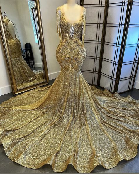 Egyptian Prom Dress, Arabian Prom Dress, Arabian Nights Prom Dress, Bling Prom Dresses, Brown Prom Dresses, Prom 2k24, Gold Long Sleeve Dress, Sequin Prom Dresses Long, Gold Prom Dress