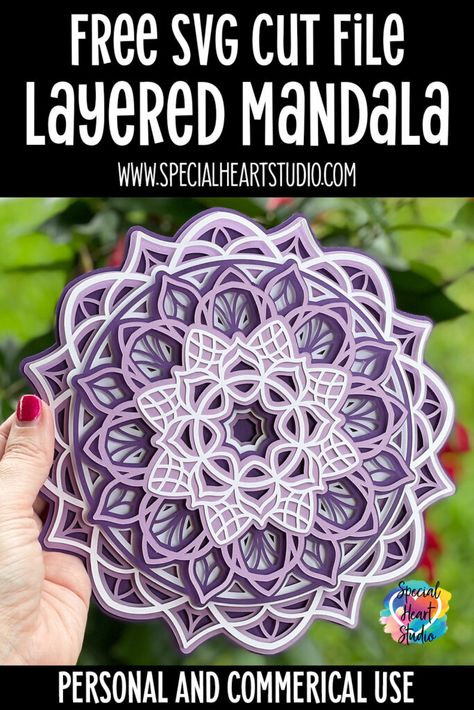 Layered Mandala Svg Free Cricut, 3d Layered Mandala Svg Free, Mandala Svg Free Files, Mandela Art Svg Free, Mandala Cricut Projects, Free Svg Mandala Files For Cricut, 3d Mandala Svg Free, Cardstock Crafts Cricut Free, 3d Cardstock Projects Cricut