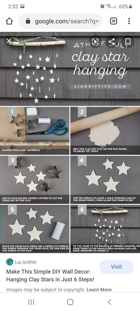 Clay Decor Diy, Star Shaped Cookies, Clay Decor, Wall Decor Hanging, Hanging Home Decor, Star Diy, Decor Hanging, Diy Hanging, Star Decorations