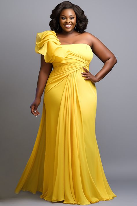 Garden Wedding Dresses Guest, Plus Size Ruffle Dress, Gala Style Dresses, Nigerian Dress Styles Classy, Formal Dresses For Plus Size Women, Formal Beach Wedding Attire Guest, Plus Size Fall Wedding Guest Outfit, Guest Wedding Outfits, Plus Size Gala Dress