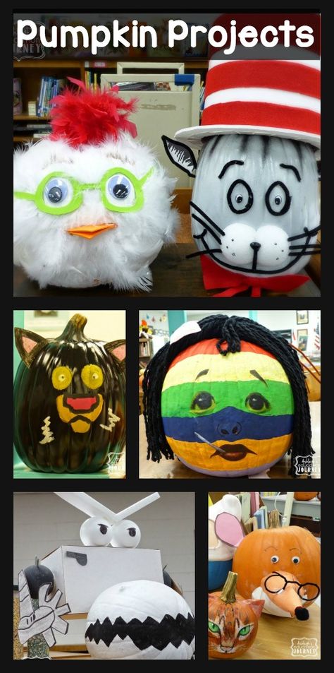 Literary Character Pumpkins, Kids Book Character Pumpkins, Disguised Pumpkin Project, School Pumpkin Contest, Pumpkin School Projects, Pumpkins As Book Characters, Story Pumpkin Project, Childrens Book Pumpkin Decorating, Book Character Scarecrow Ideas