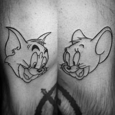 40 Tom And Jerry Tattoo Designs For Men - Cartoon Ink Ideas Tom And Jerry Tattoo Ideas, Tom And Jerry Tattoo, Tom Ve Jerry, Professional Tattoo Kits, Jerry Tattoo, Tom Und Jerry, Tom E Jerry, Literary Tattoos, Ankle Tattoo Small