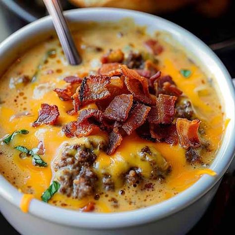 carnivore cheeseburger soup 2 THUMB500 Carnivore Soup Recipes, Carnivore Diet Recipes, Caveman Diet Recipes, Bacon Cheeseburger Soup, Carnivore Recipes, Diet Soup Recipes, Calzone Recipe, Caveman Diet, Meat Diet